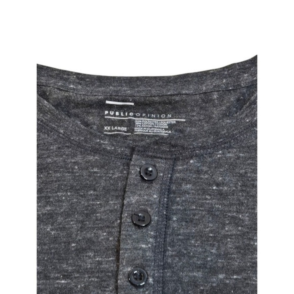 Public Opinion Mens Charcoal Heather Grey Long Sleeve Henley Shirt XXL PS370490Y - Picture 3 of 7